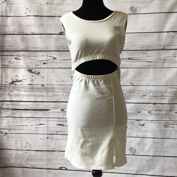 NWT! Nasty Gal ivory cutout bodycon dress size 6 - Picture 2 of 7